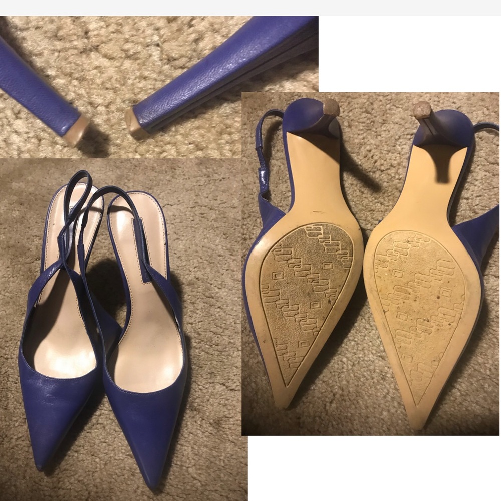 Cobalt Blue Leather Sling Back High Heels